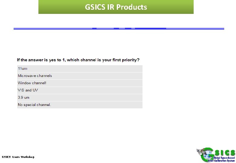 GSICS IR Products GSICS Users Workshop 