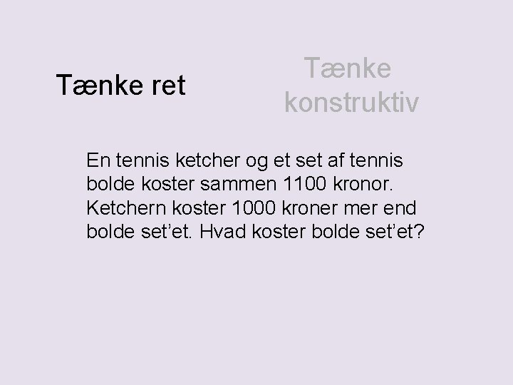 Tænke ret Tænke konstruktiv En tennis ketcher og et set af tennis bolde koster