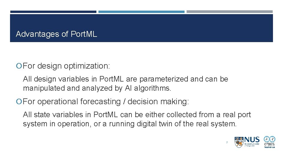 Advantages of Port. ML For design optimization: All design variables in Port. ML are Advantages of Port. ML For design optimization: All design variables in Port. ML are