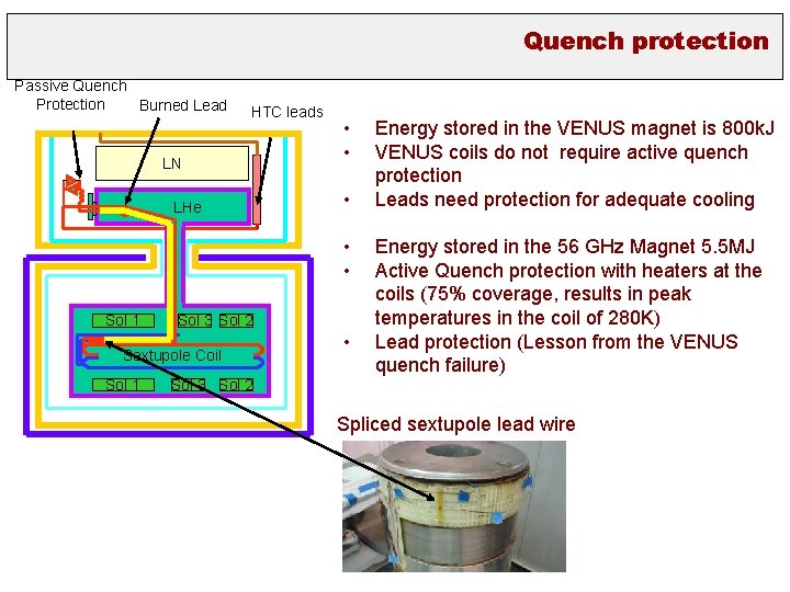 Quench protection Passive Quench Protection Burned Lead HTC leads LN LHe • • •