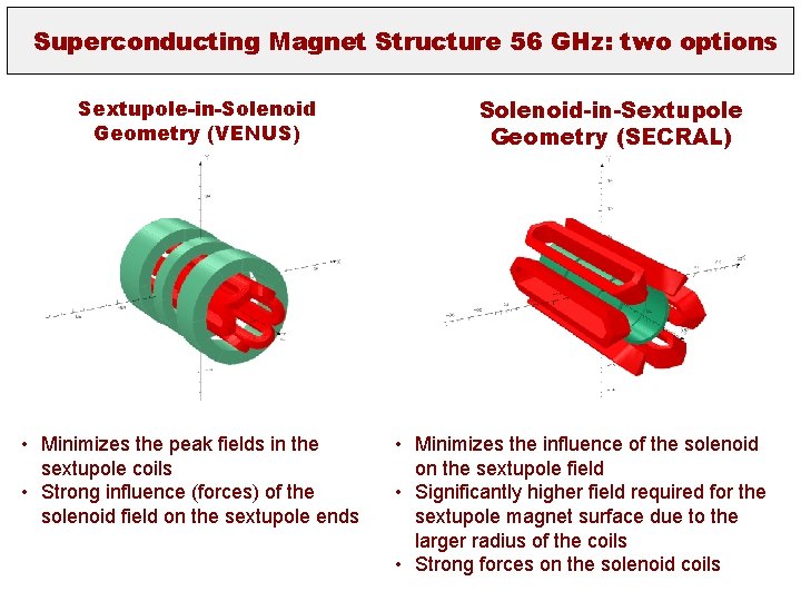 Superconducting Magnet Structure 56 GHz: two options Sextupole-in-Solenoid Geometry (VENUS) • Minimizes the peak