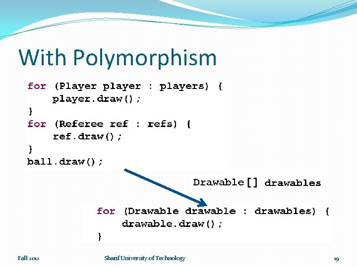 With Polymorphism Fall 2012 Sharif University of Technology 19 