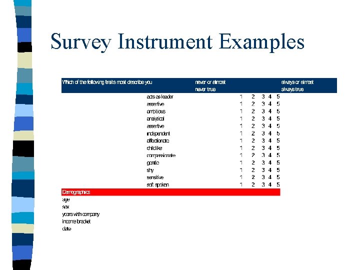 Survey Instrument Examples 