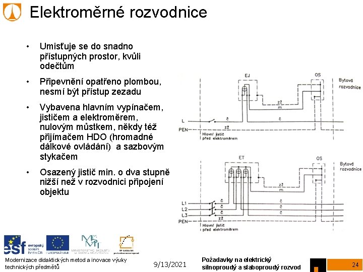 Elektroměrné rozvodnice • Umisťuje se do snadno přístupných prostor, kvůli odečtům • Připevnění opatřeno