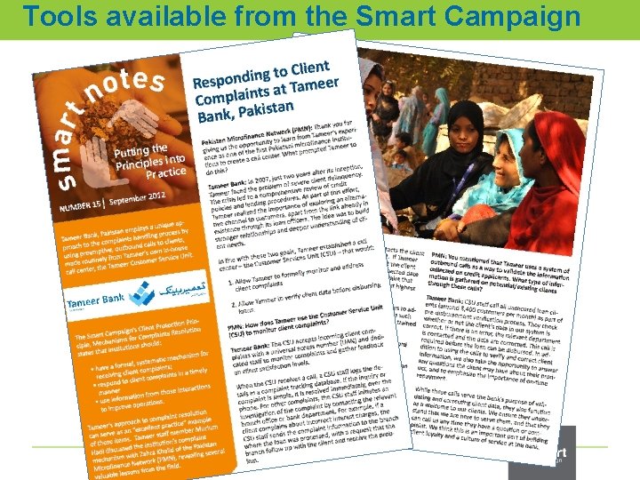 Tools available from the Smart Campaign 