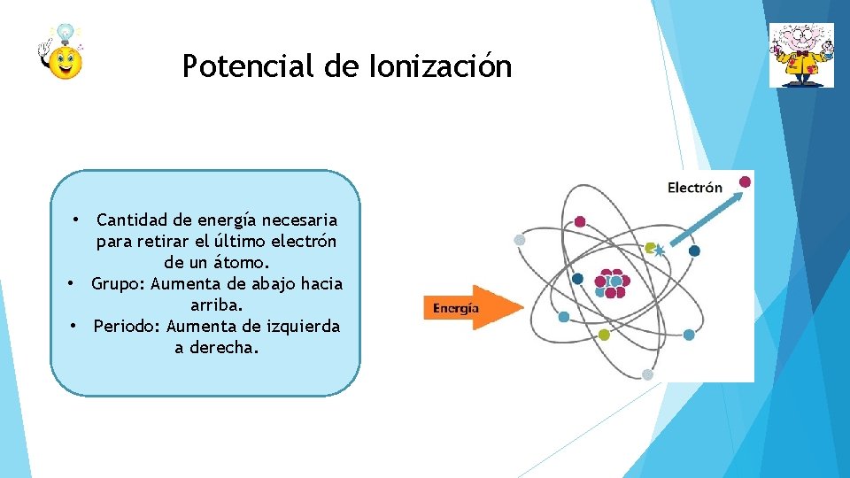 Potencial de Ionización • Cantidad de energía necesaria para retirar el último electrón de