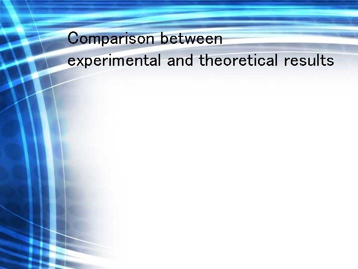 Comparison between experimental and theoretical results 