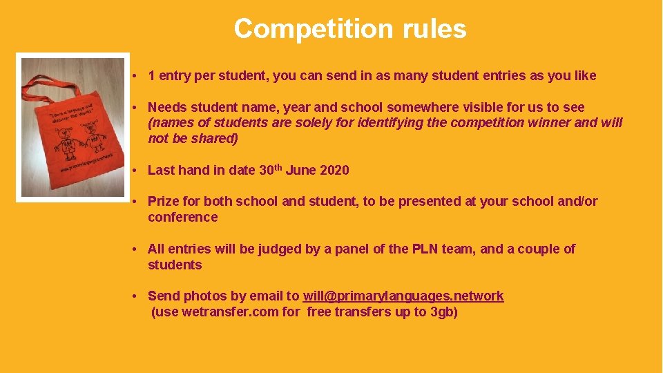 Competition rules • 1 entry per student, you can send in as many student