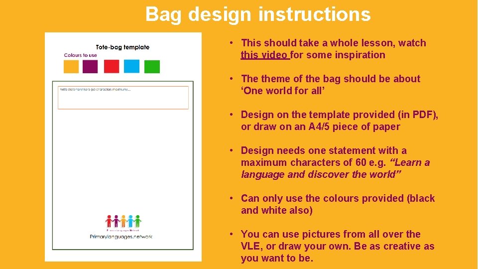 Bag design instructions • This should take a whole lesson, watch this video for