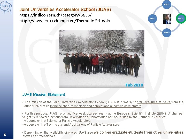 Joint Universities Accelerator School (JUAS) https: //indico. cern. ch/category/3833/ http: //www. esi-archamps. eu/Thematic-Schools Feb