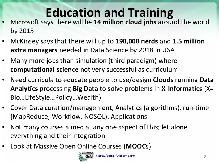 Education and Training • Microsoft says there will be 14 million cloud jobs around