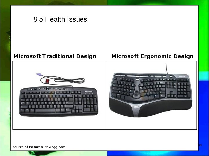 8. 5 Health Issues Microsoft Traditional Design Source of Pictures: Newegg. com Microsoft Ergonomic