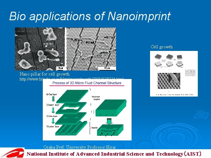 Bio applications of Nanoimprint Cell growth Nano pillar for cell growth http: //www. hitachi.