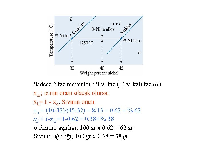 Sadece 2 faz mevcuttur: Sıvı faz (L) v katı faz ( ). x ;