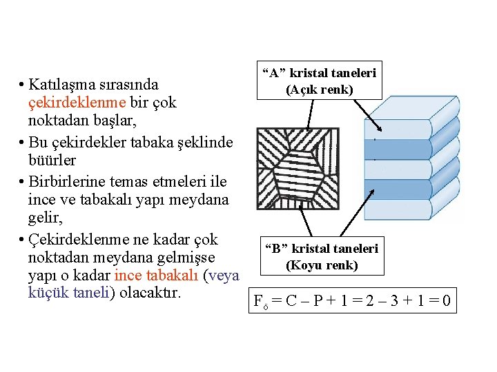 “A” kristal taneleri (Açık renk) • Katılaşma sırasında çekirdeklenme bir çok noktadan başlar, •