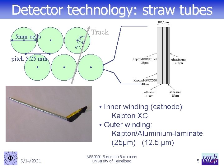 Detector technology: straw tubes 5 mm cells e e - Track e - -