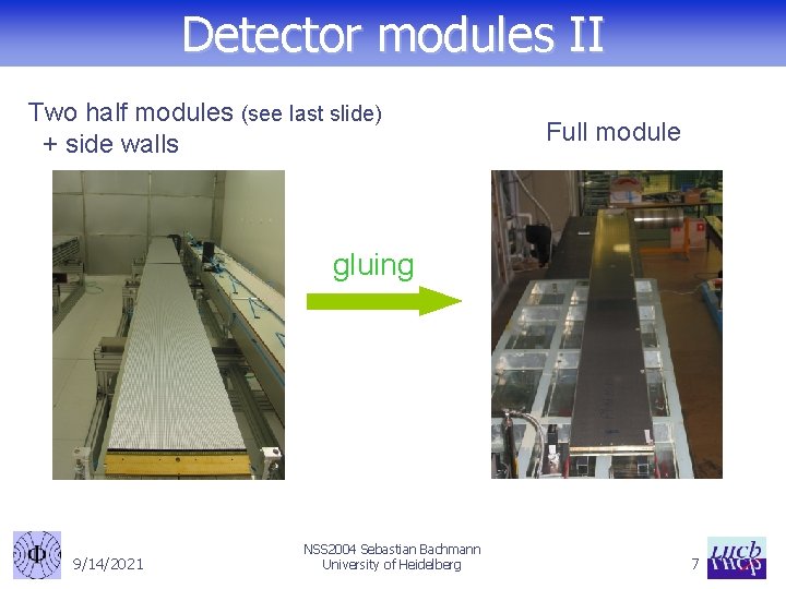 Detector modules II Two half modules (see last slide) + side walls Full module