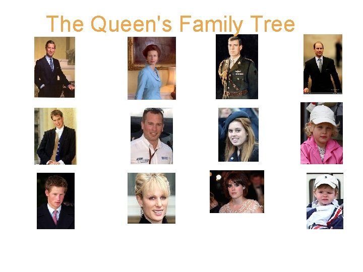 The Queen's Family Tree Prince Charles Prince William Princess Ann Peter Phillips Prince Andrew