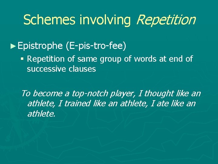 Schemes involving Repetition ► Epistrophe (E-pis-tro-fee) § Repetition of same group of words at