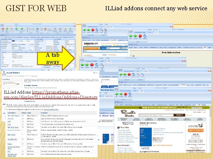 GIST FOR WEB A tab away ILLiad Addons https: //prometheus. atlassys. com/display/ILLiad. Addons/Addons+Directory ILLiad