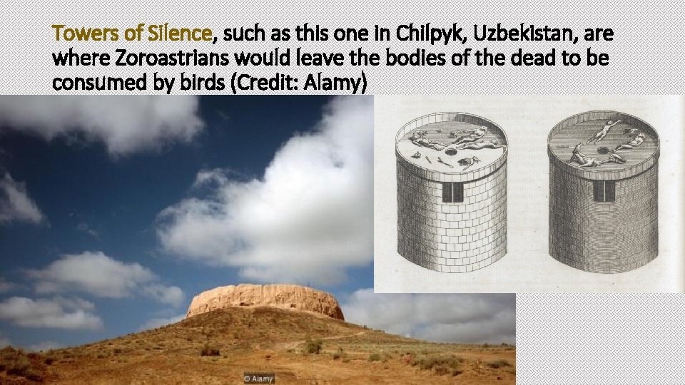 Towers of Silence, such as this one in Chilpyk, Uzbekistan, are where Zoroastrians would