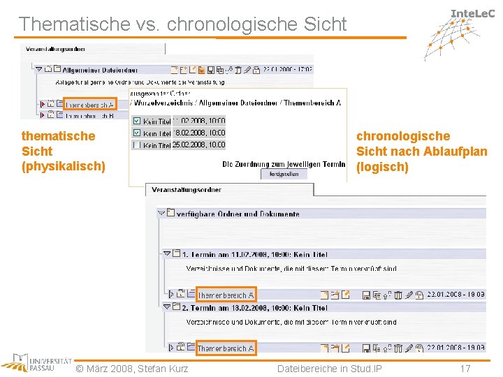 Thematische vs. chronologische Sicht thematische Sicht (physikalisch) © März 2008, Stefan Kurz chronologische Sicht