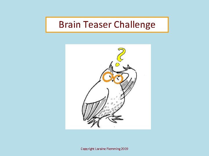 Brain Teaser Challenge Copyright Laraine Flemming 2009 
