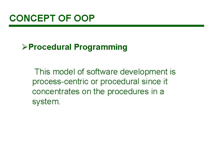 Module 6 Object Oriented Programming CONCEPT OF OOP