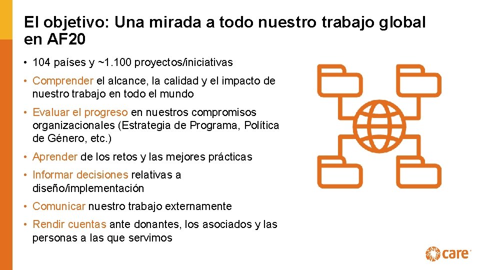 El objetivo: Una mirada a todo nuestro trabajo global en AF 20 • 104