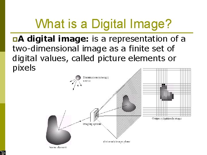 What is a Digital Image? p. A digital image: is a representation of a What is a Digital Image? p. A digital image: is a representation of a