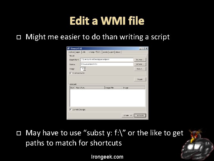 Edit a WMI file Might me easier to do than writing a script May