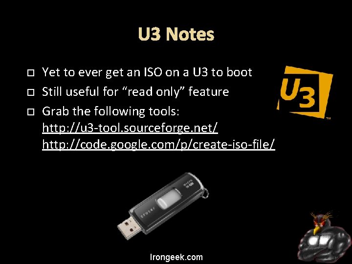U 3 Notes Yet to ever get an ISO on a U 3 to