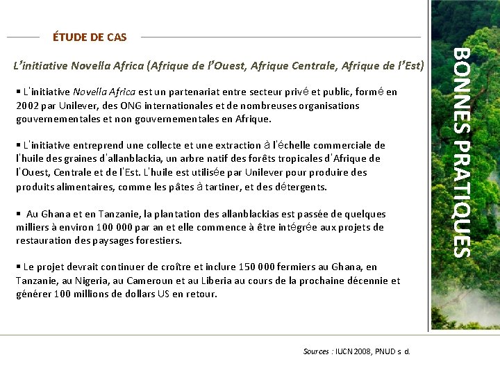 ÉTUDE DE CAS § L’initiative Novella Africa est un partenariat entre secteur privé et
