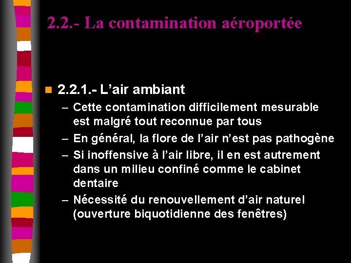 2. 2. - La contamination aéroportée n 2. 2. 1. - L’air ambiant –