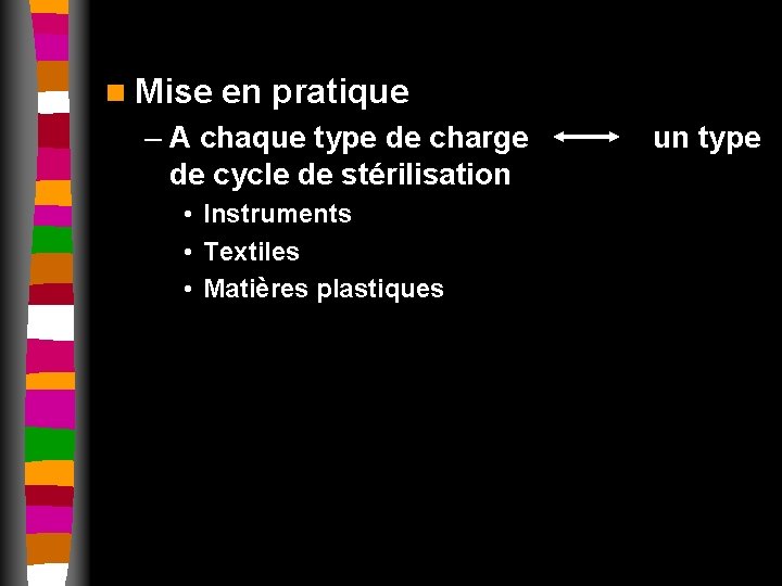 n Mise en pratique – A chaque type de charge de cycle de stérilisation
