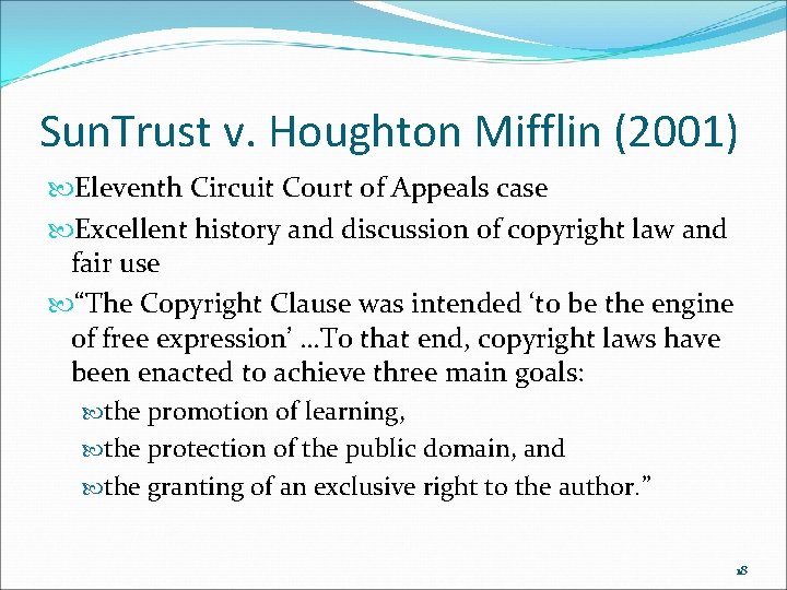 Sun. Trust v. Houghton Mifflin (2001) Eleventh Circuit Court of Appeals case Excellent history