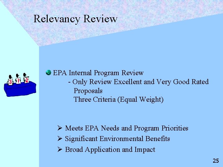 Relevancy Review EPA Internal Program Review - Only Review Excellent and Very Good Rated