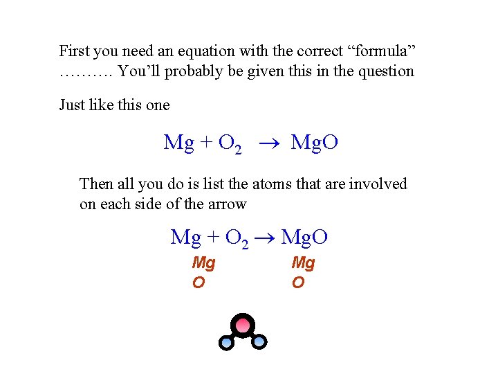 First you need an equation with the correct “formula” ………. You’ll probably be given