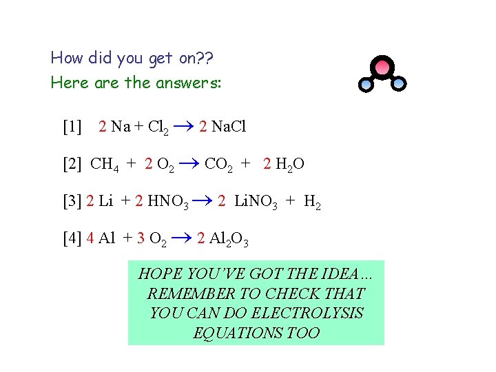 How did you get on? ? Here are the answers: [1] 2 Na +