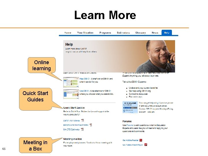 Learn More Online learning Quick Start Guides 48 Meeting in a Box 