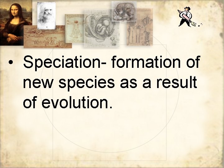  • Speciation- formation of new species as a result of evolution. 