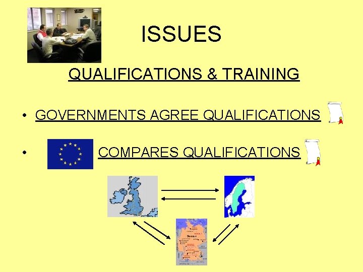 ISSUES QUALIFICATIONS & TRAINING • GOVERNMENTS AGREE QUALIFICATIONS • COMPARES QUALIFICATIONS 