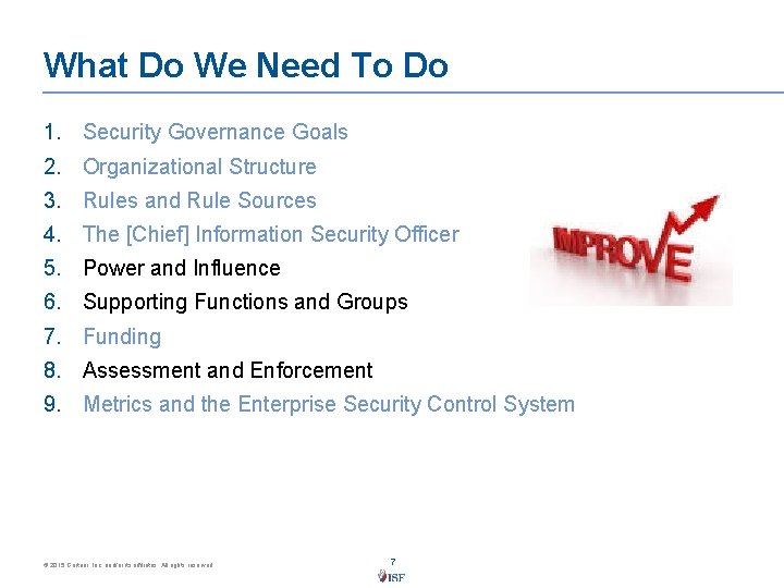 What Do We Need To Do 1. Security Governance Goals 2. Organizational Structure 3.