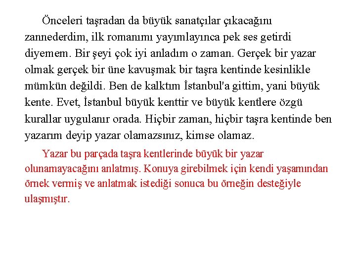 Önceleri taşradan da büyük sanatçılar çıkacağını zannederdim, ilk romanımı yayımlayınca pek ses getirdi diyemem.