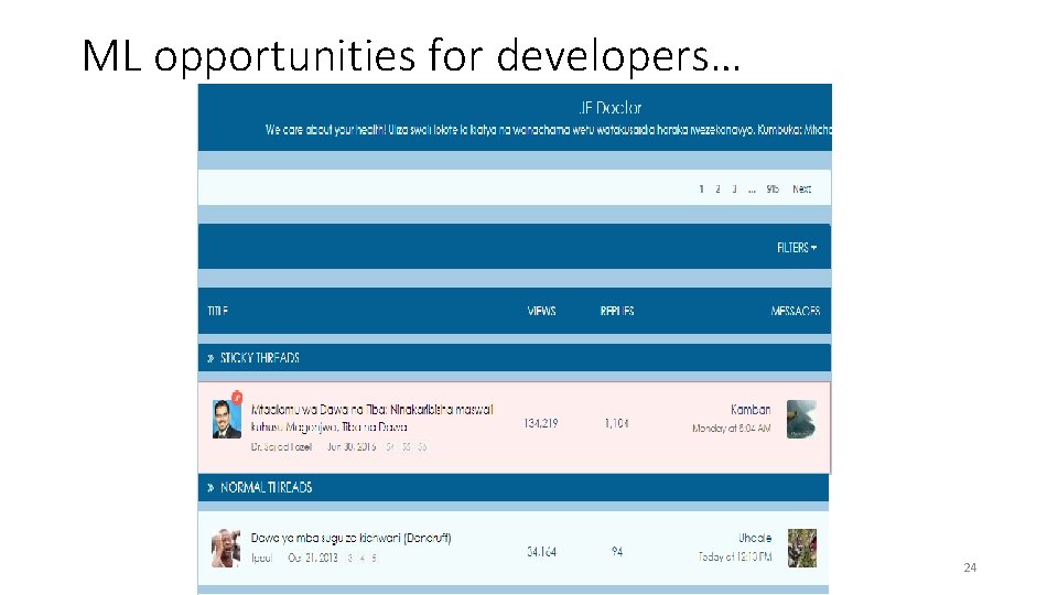 ML opportunities for developers… AIPC-18 24 