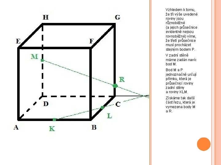 Vzhledem k tomu, že tři výše uvedené roviny jsou různoběžné (a jejich průsečnice evidentně