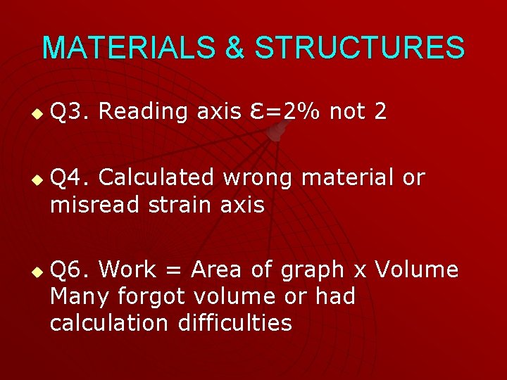 MATERIALS & STRUCTURES u u u Q 3. Reading axis ε=2% not 2 Q