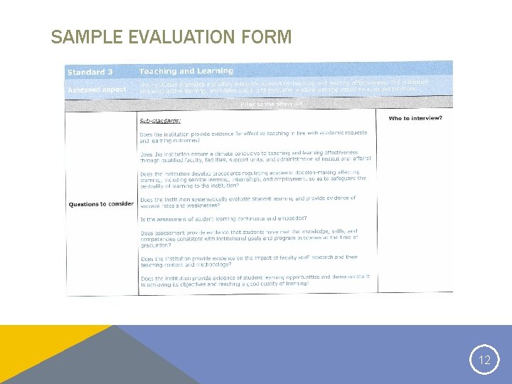 SAMPLE EVALUATION FORM 12 