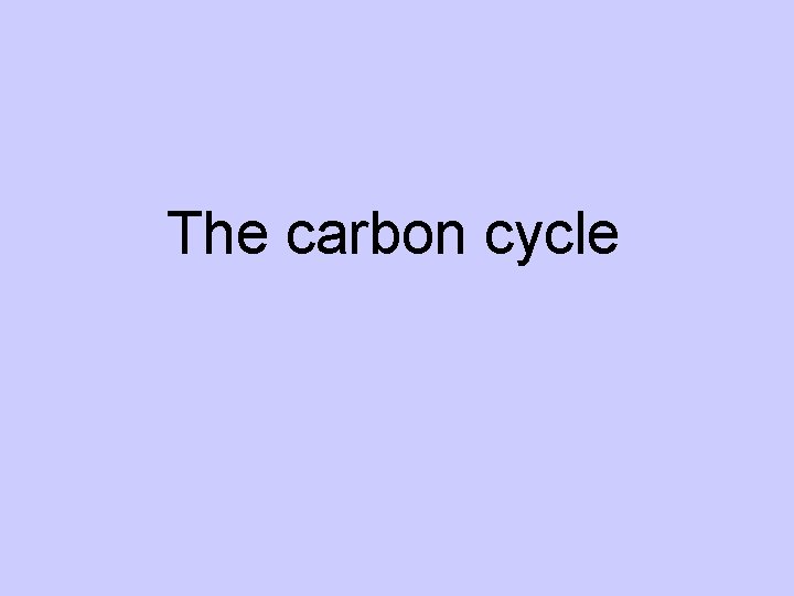 The carbon cycle 