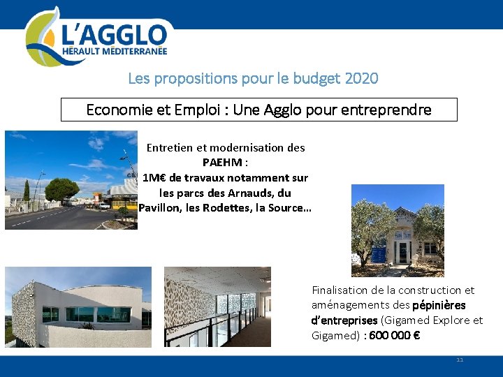 Les propositions pour le budget 2020 Economie et Emploi : Une Agglo pour entreprendre